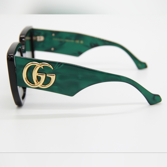 NEW GUCCI SUNGLASSES  GG0956S 001 WOMEN BLACK GREEN GUCCI EYEWEAR - Picture 6 of 13